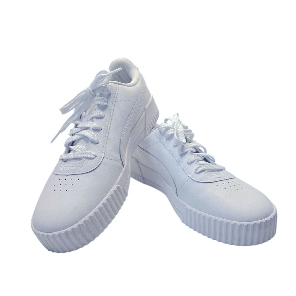 Puma Women's Carina L Soft Foam+ Sneakers 37032502 White Silver Size 11 EUC